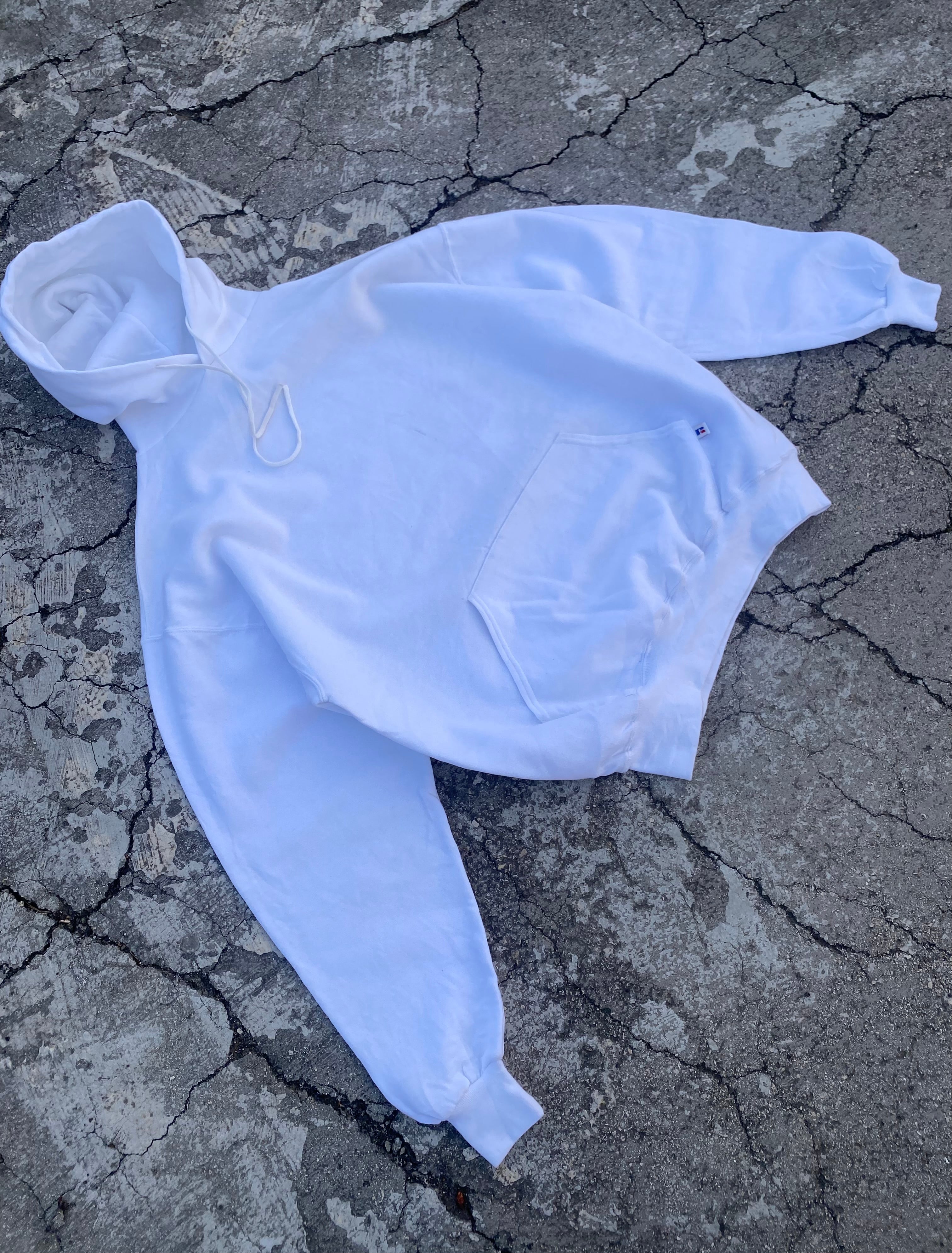 2000’S RUSSELL ATHLETIC BLANK WHITE HOODIE (XL)
