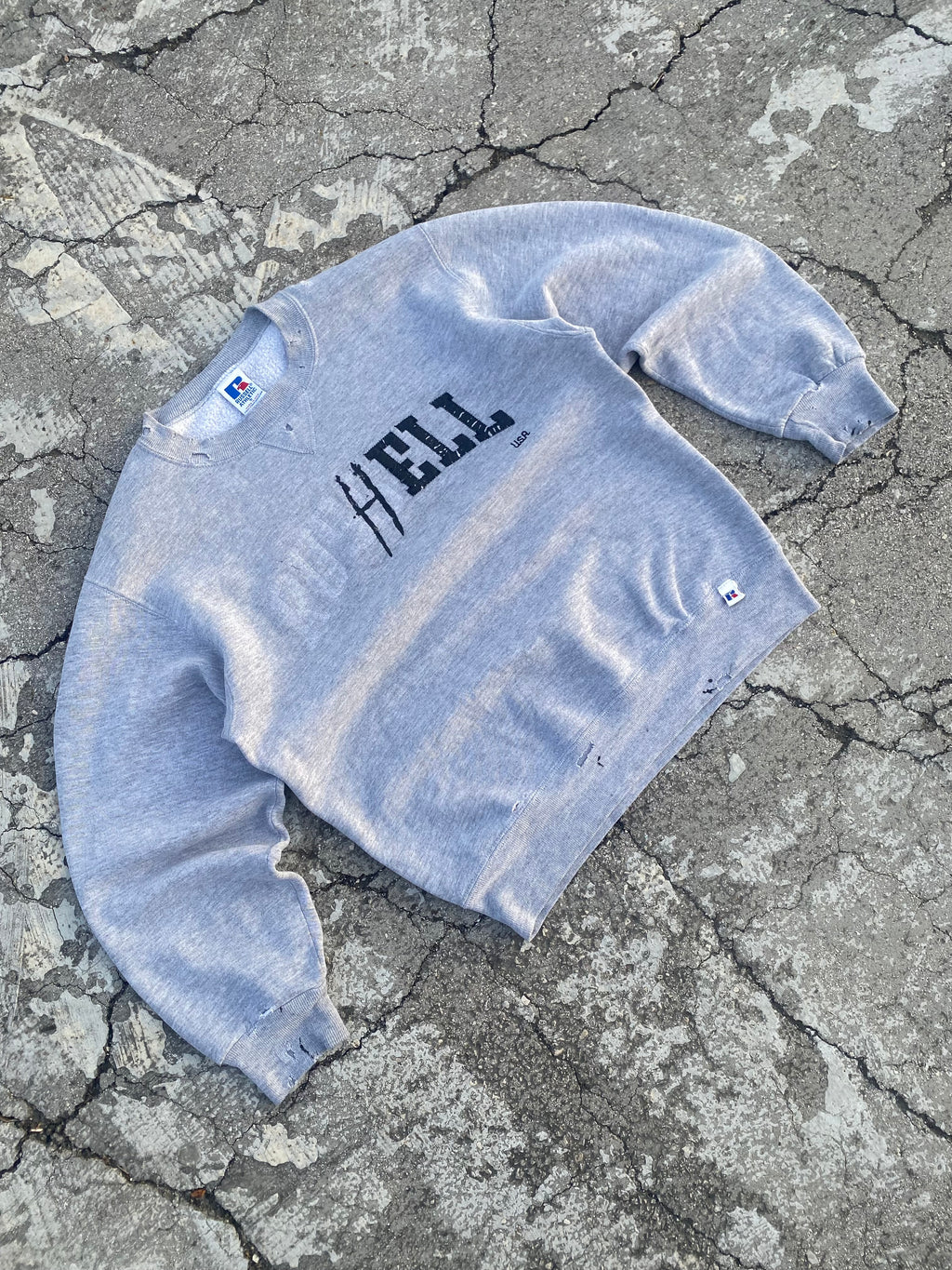 1990’S RUSS(H)ELL ATHLETIC DISTRESSED-PAINTED CREWNECK (S)