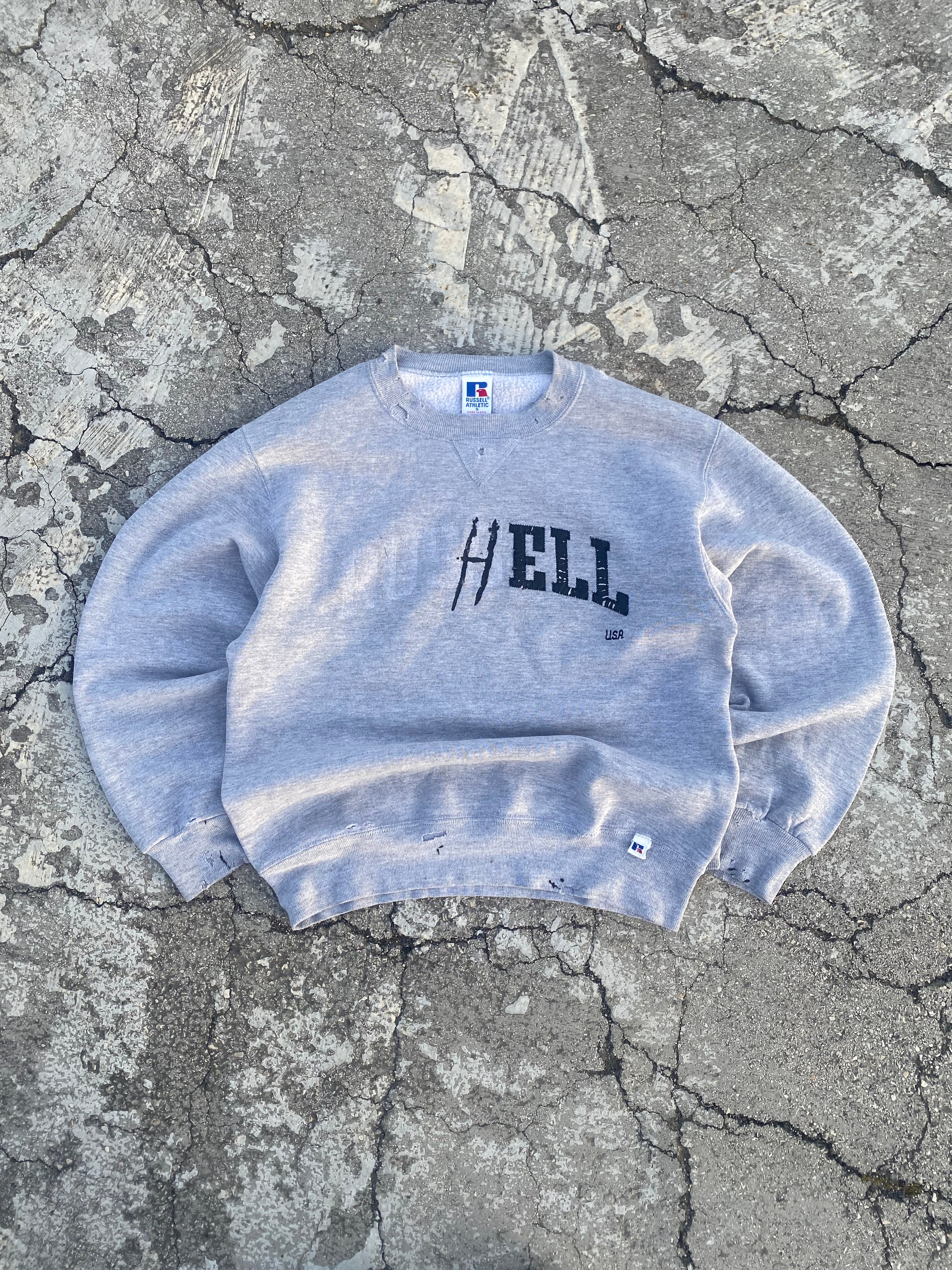 1990’S RUSS(H)ELL ATHLETIC DISTRESSED-PAINTED CREWNECK (S)