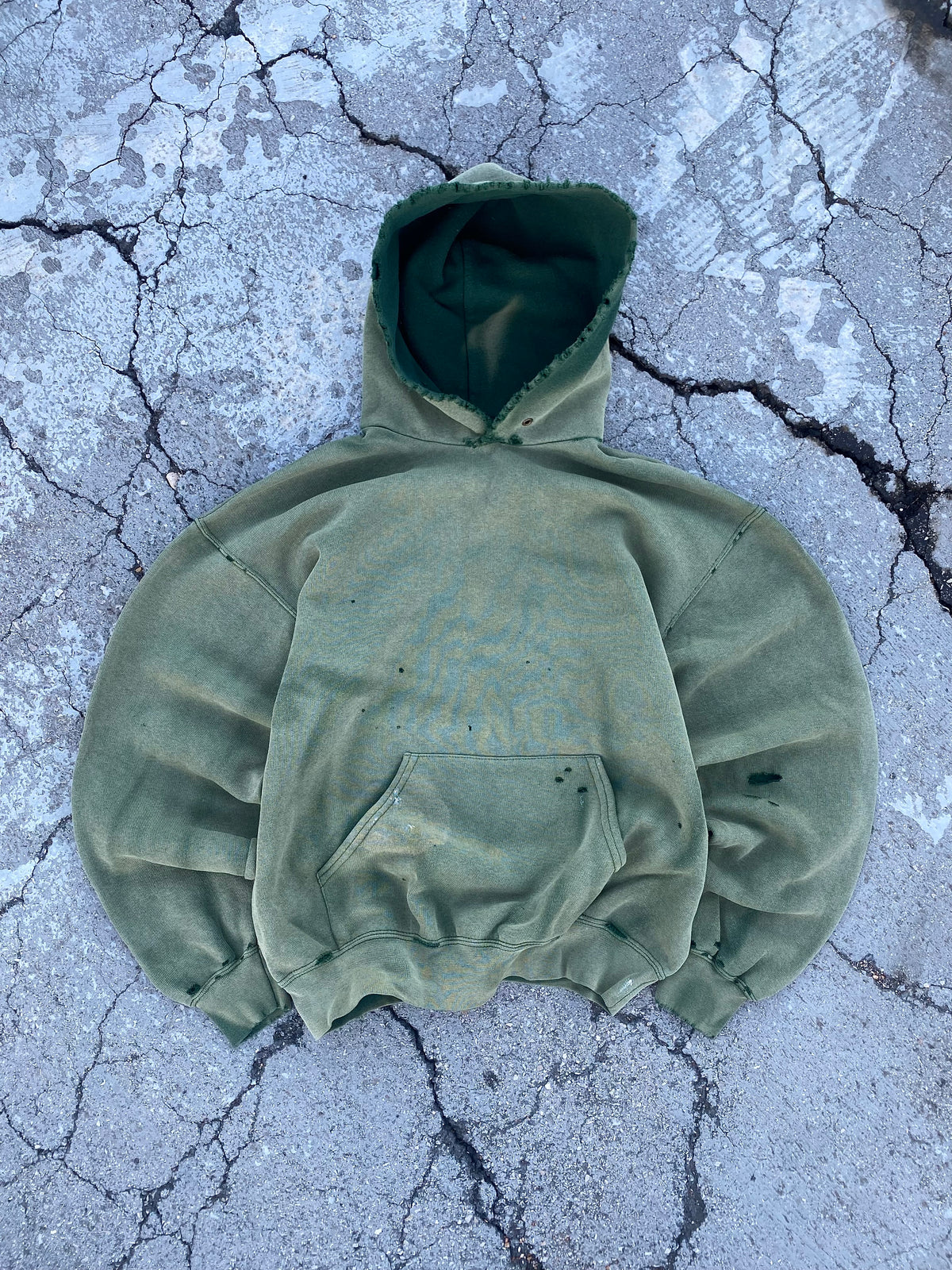 2000’S SUN FADE BLANK GREEN HOODIE (M)