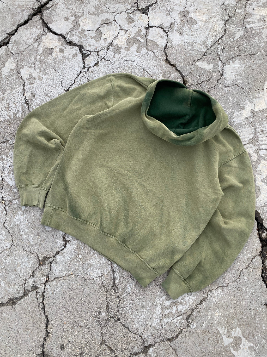 2000’S SUN FADED GREEN BLANK HOODIE (S)