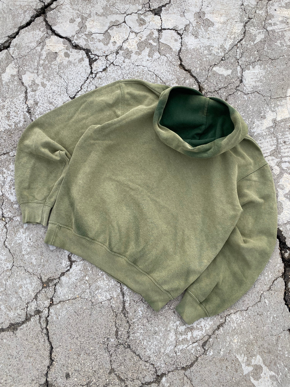 2000’S SUN FADED GREEN BLANK HOODIE (S)