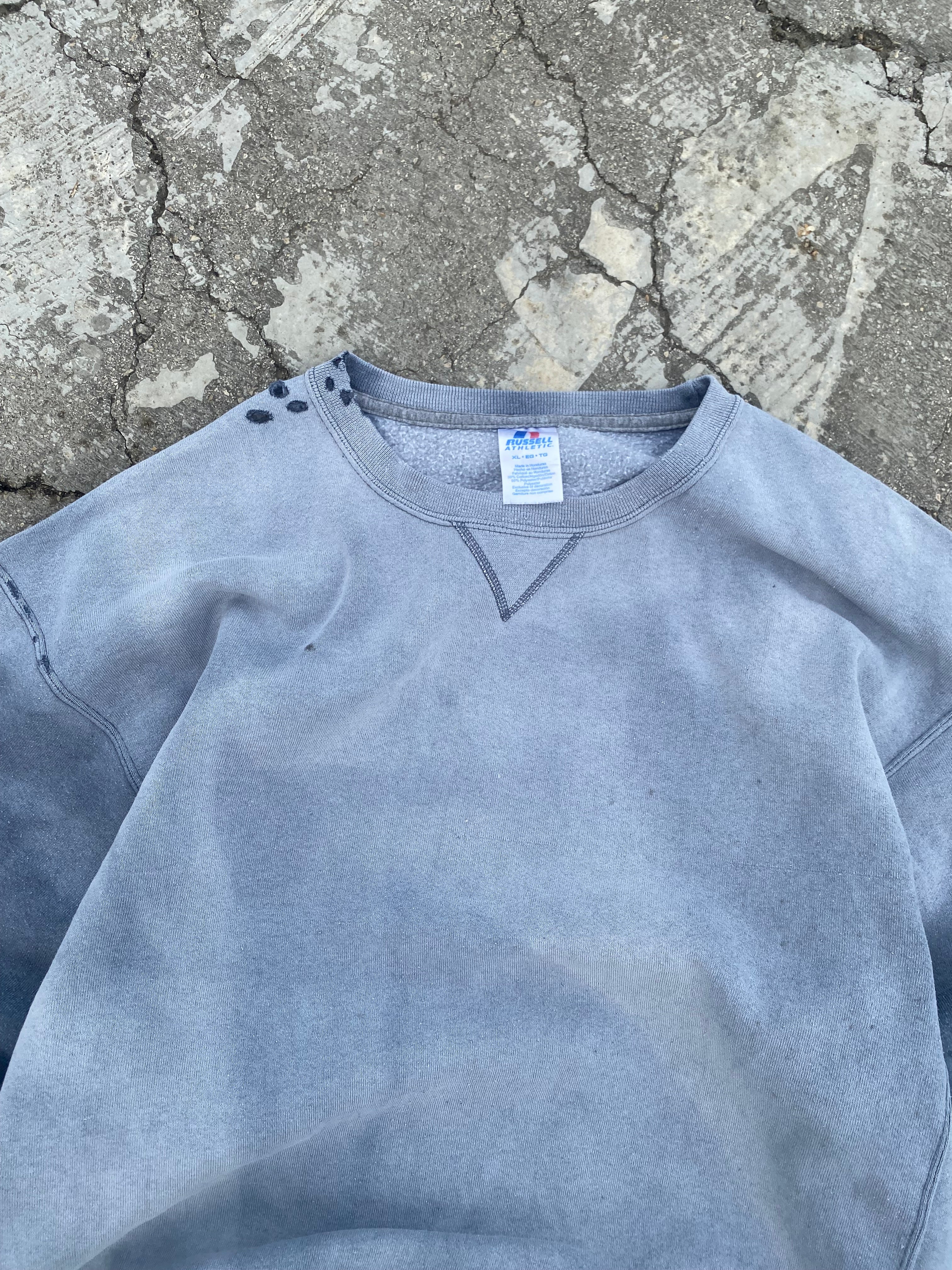 2000’S SUN FADE RUSSELL ATHLETIC DISTRESSED CREWNECK (XL-XXL)