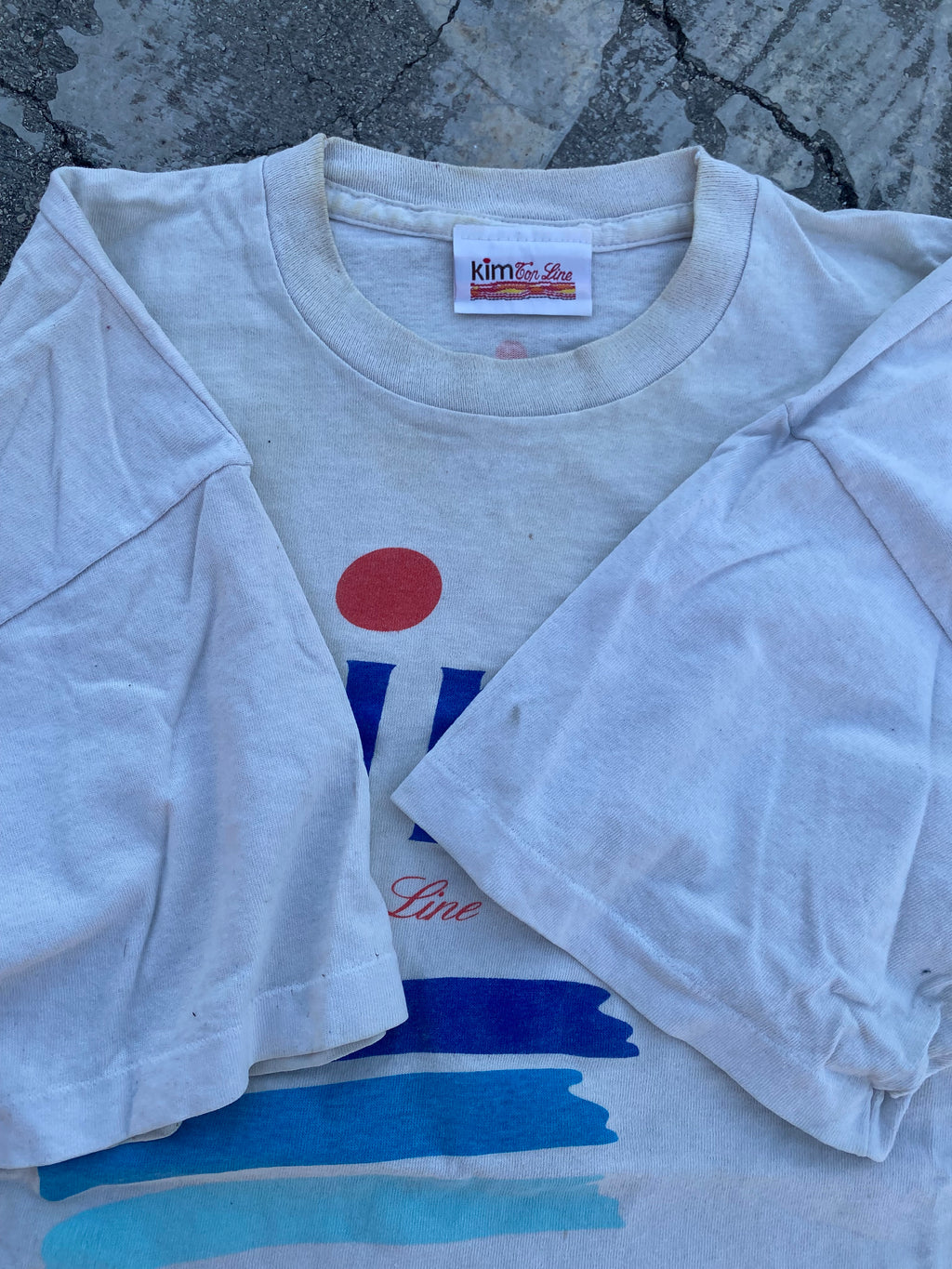 1990’S SINGLE STITCH KIM CIGARETTE DIRTY WHITE TEE (XL)