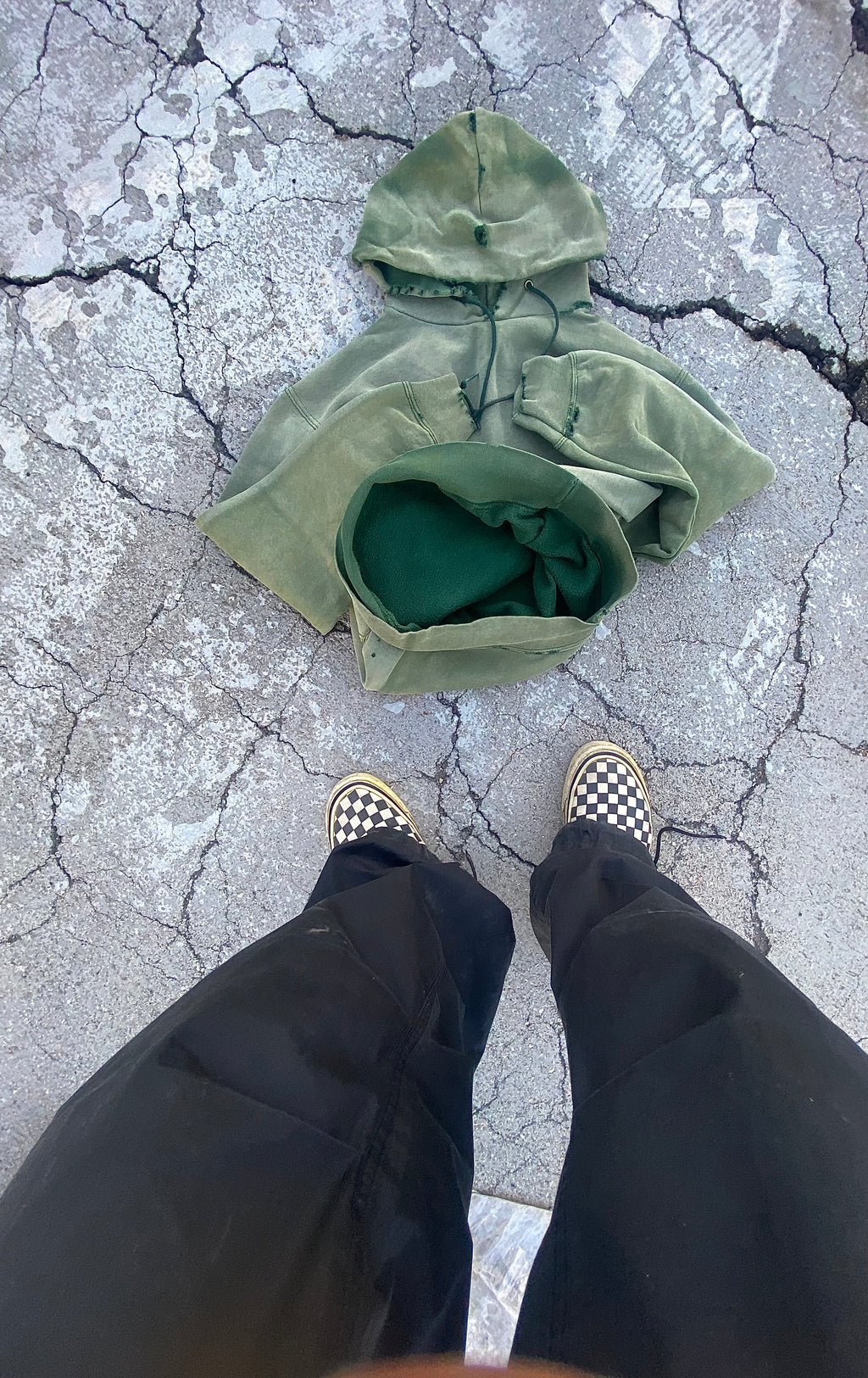 2000’S SUN FADE GREEN BLANK HOODIE (XS-S)