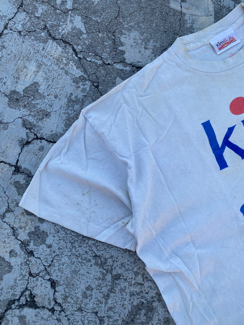 1990’S SINGLE STITCH KIM CIGARETTE DIRTY WHITE TEE (XL)