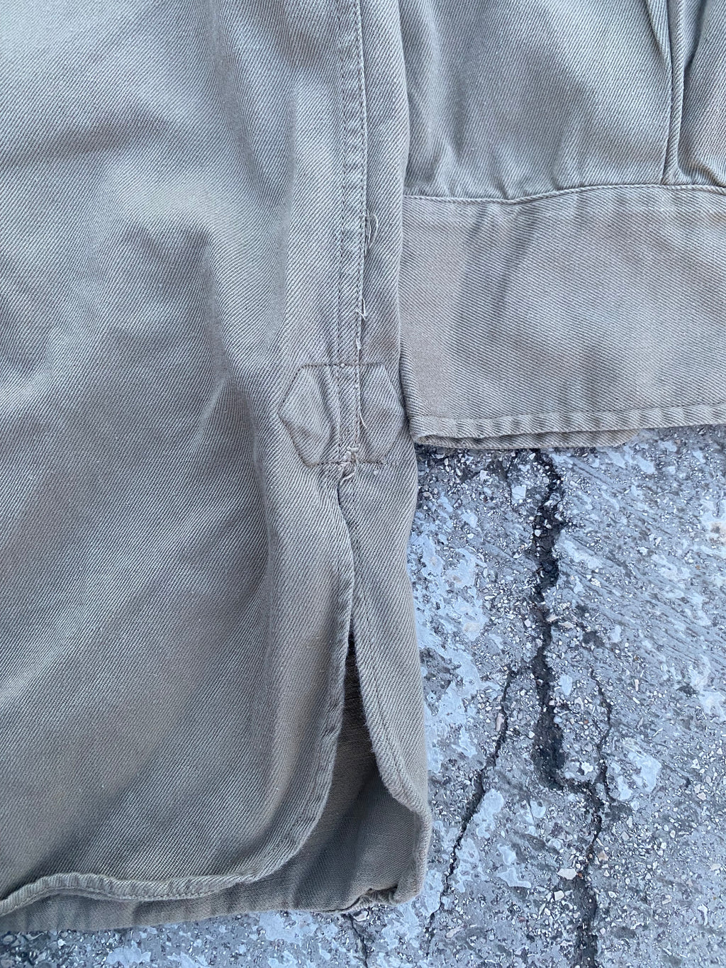 1950’S TWILL COTTON ARMY SHIRT KHAKI (S/M)