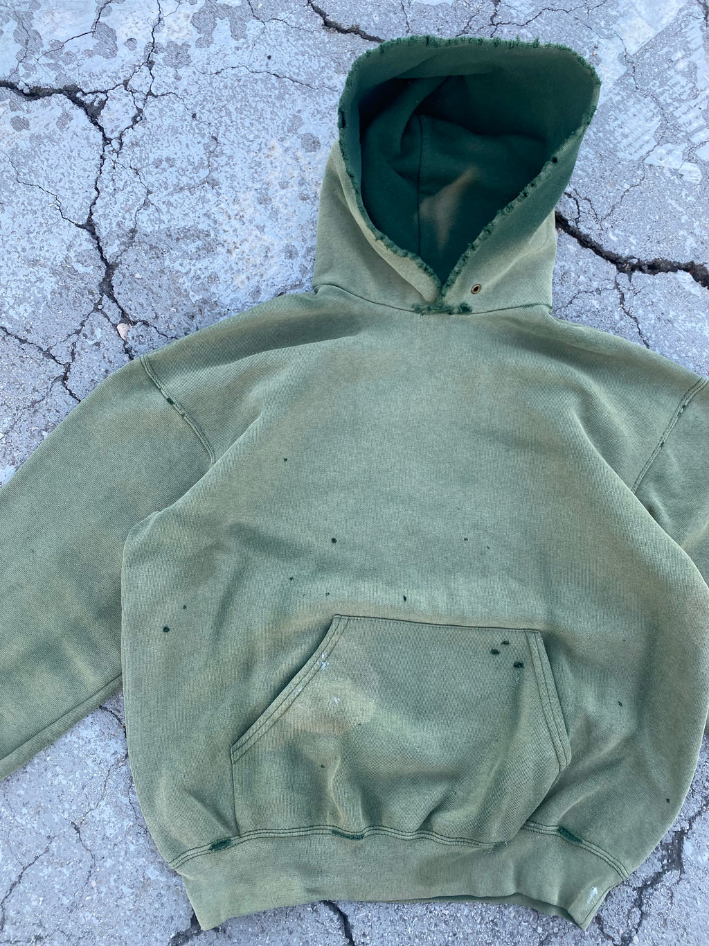 2000’S SUN FADE BLANK GREEN HOODIE (M)