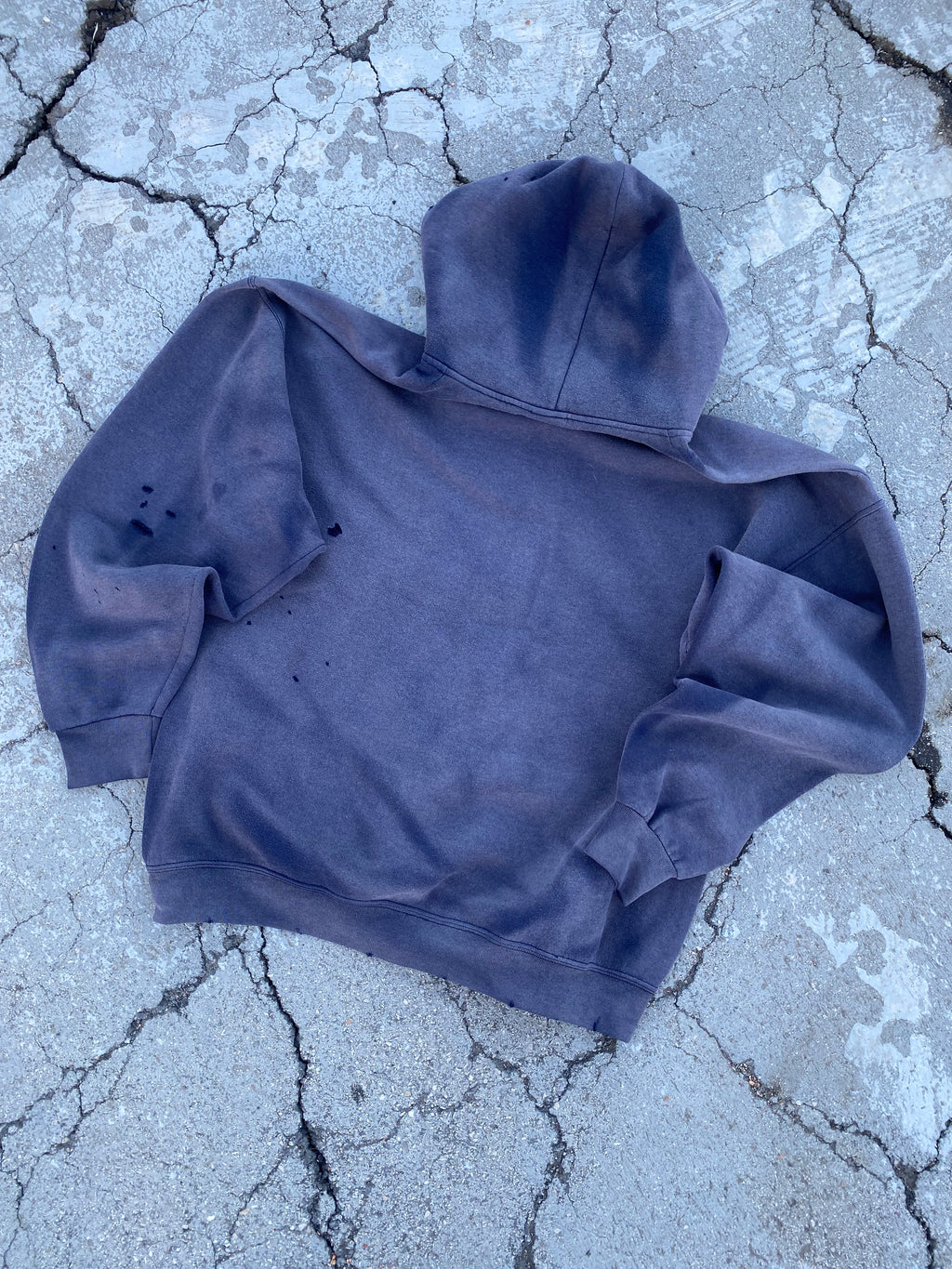1990’S SUN FADE ZIP UP BLANK NAVY HOODIE (XXL)