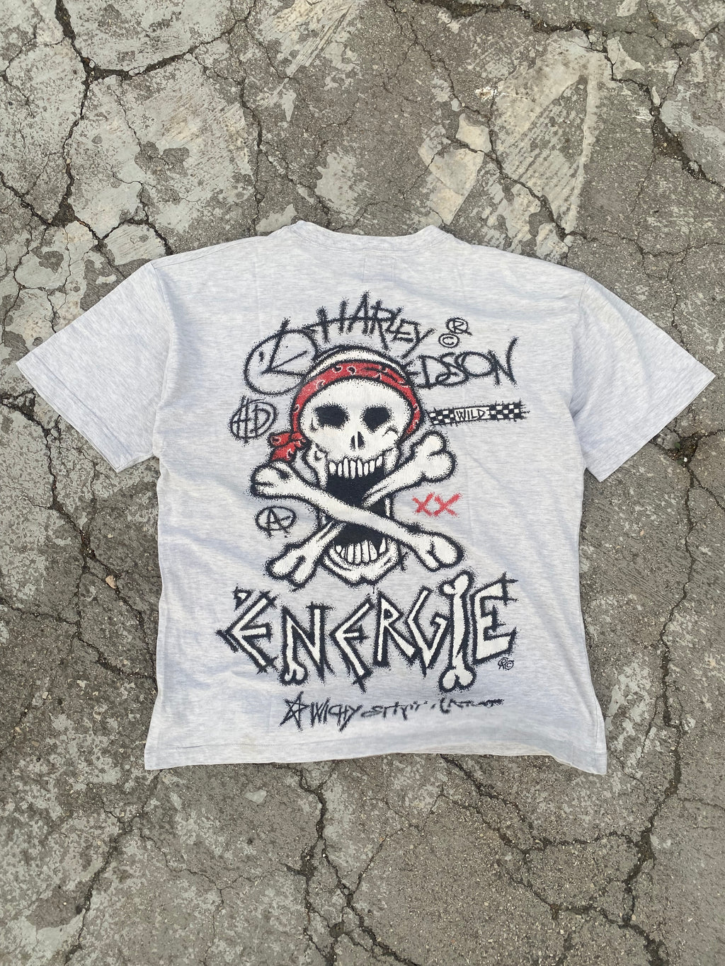 1990’S ENERGIE HARLEY SKULL POCKET TEE (M-L)