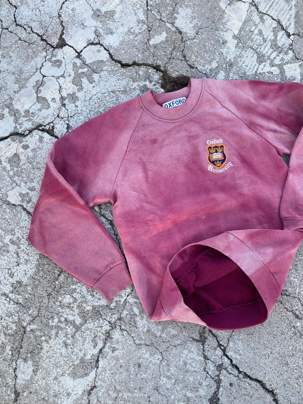 1990’S SUN FADE OXFORD RAGLAN CREWNECK (S)