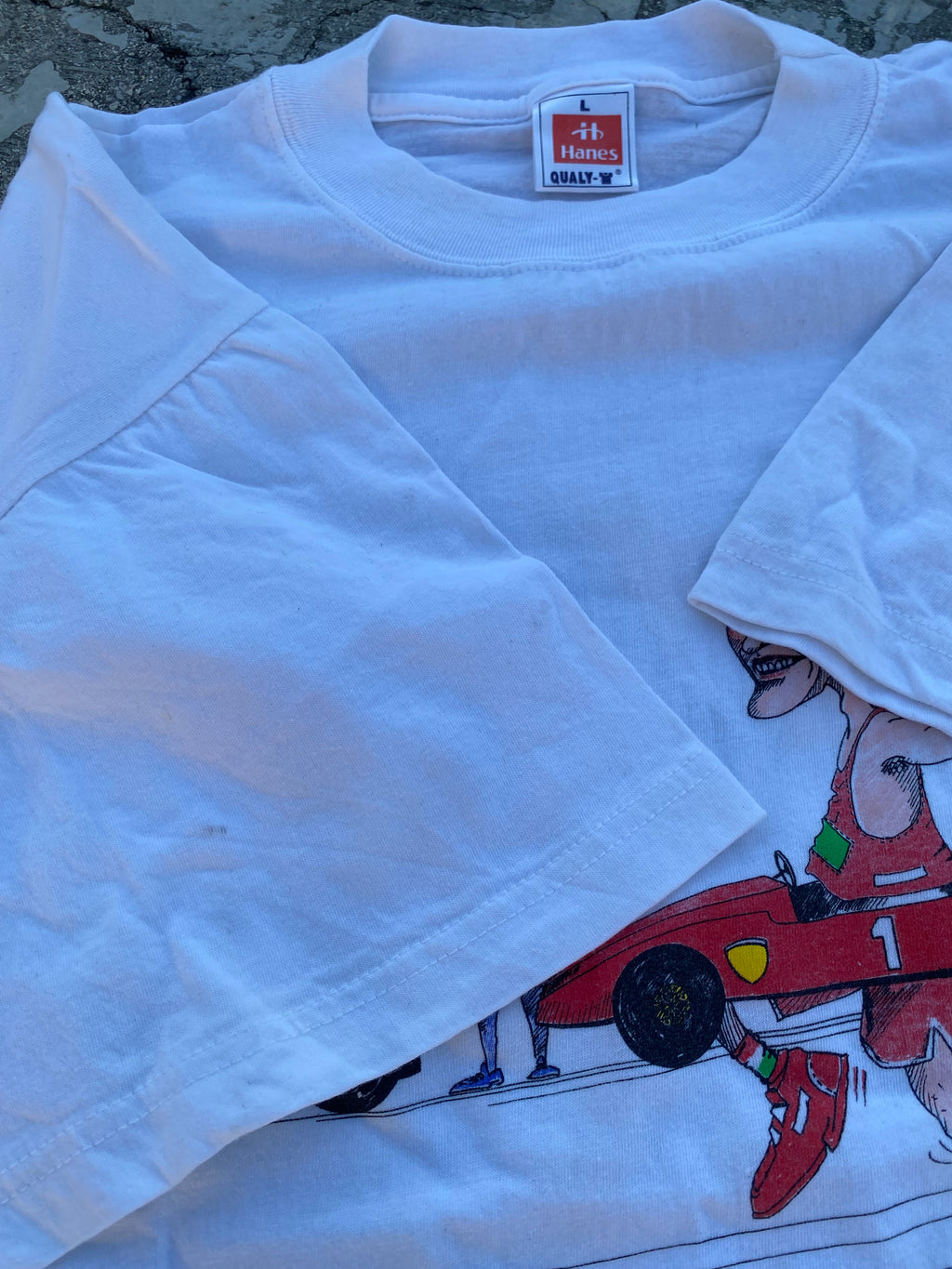 1990’S SINGLE STITCH HANES RACING STORY TEE (L)