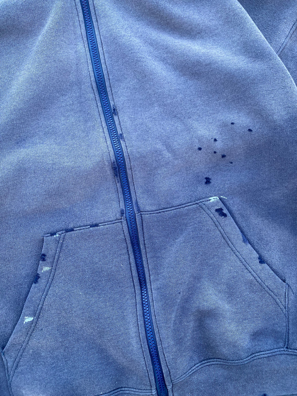 1990’S SUN FADE ZIP UP BLANK NAVY HOODIE (XXL)
