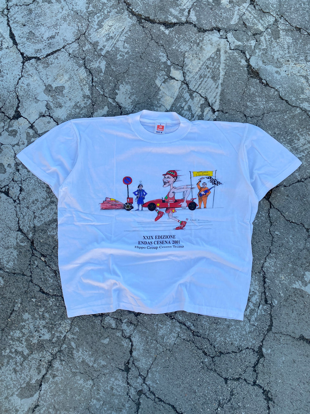 1990’S SINGLE STITCH HANES RACING STORY TEE (L)