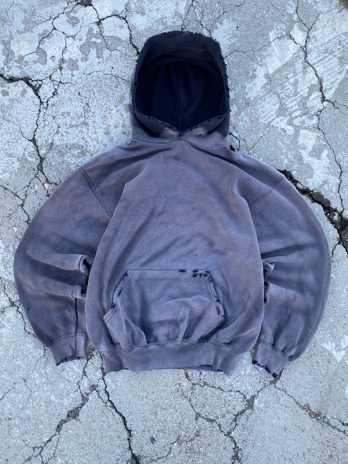 2000’S SUN FADE BLACK BLANK HOODIE (S)
