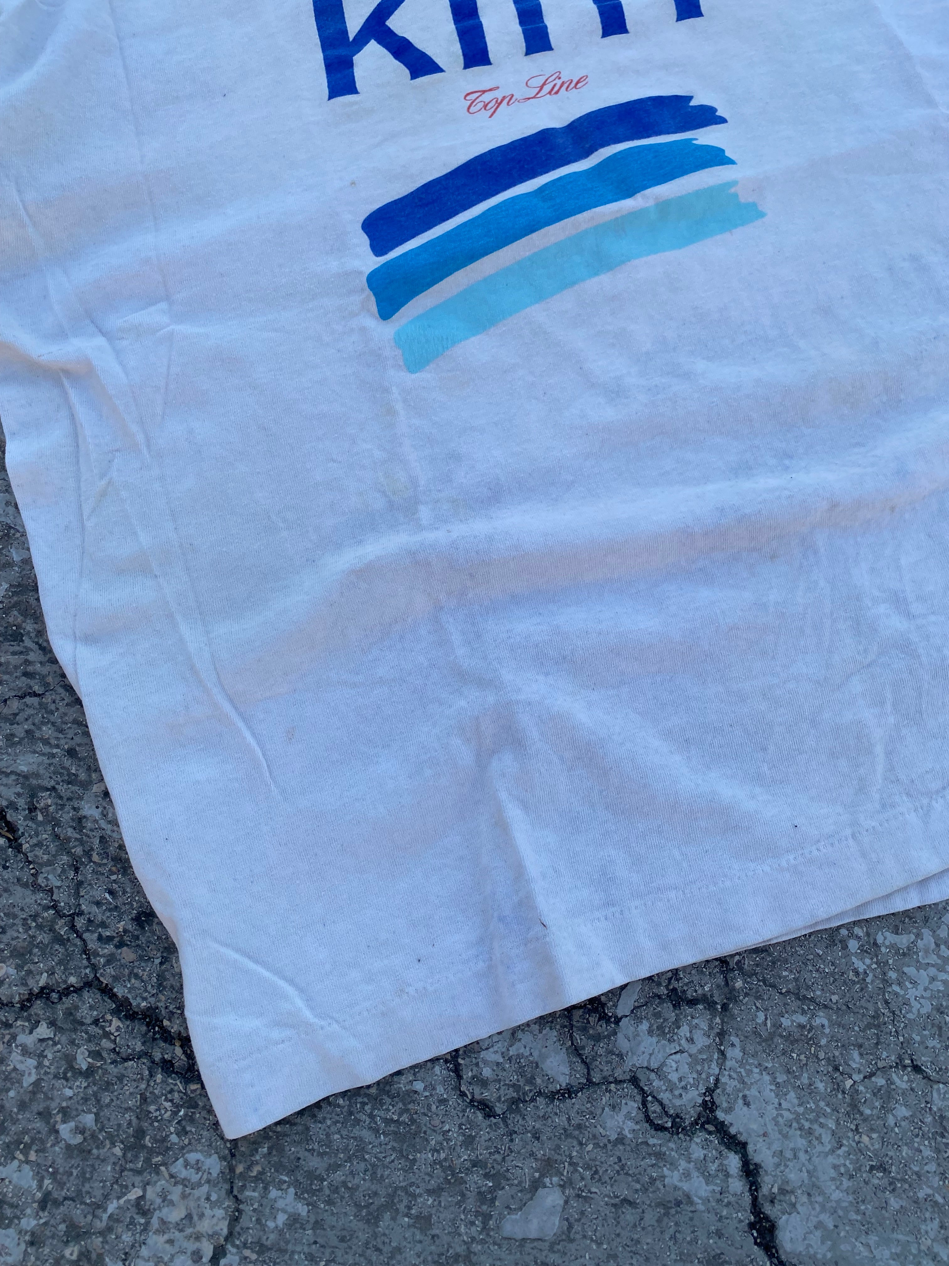 1990’S SINGLE STITCH KIM CIGARETTE DIRTY WHITE TEE (XL)
