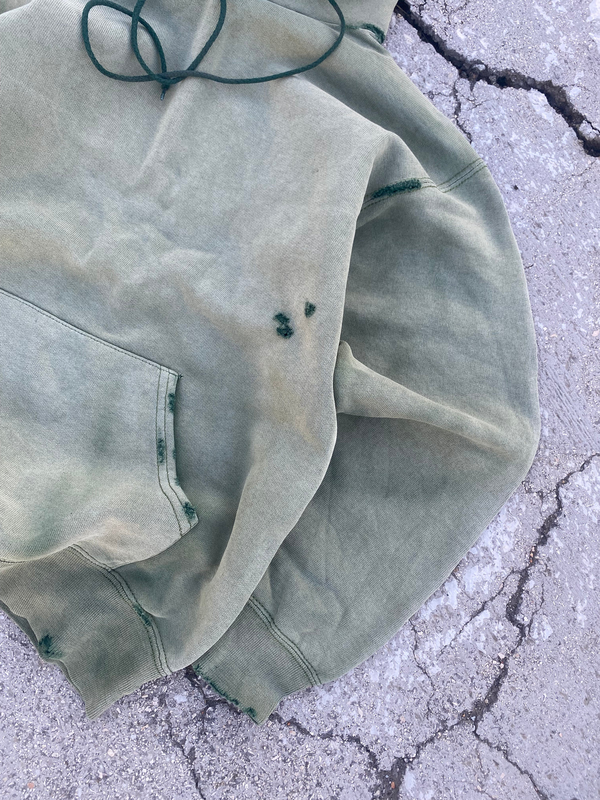 2000’S SUN FADE GREEN BLANK HOODIE (XS-S)
