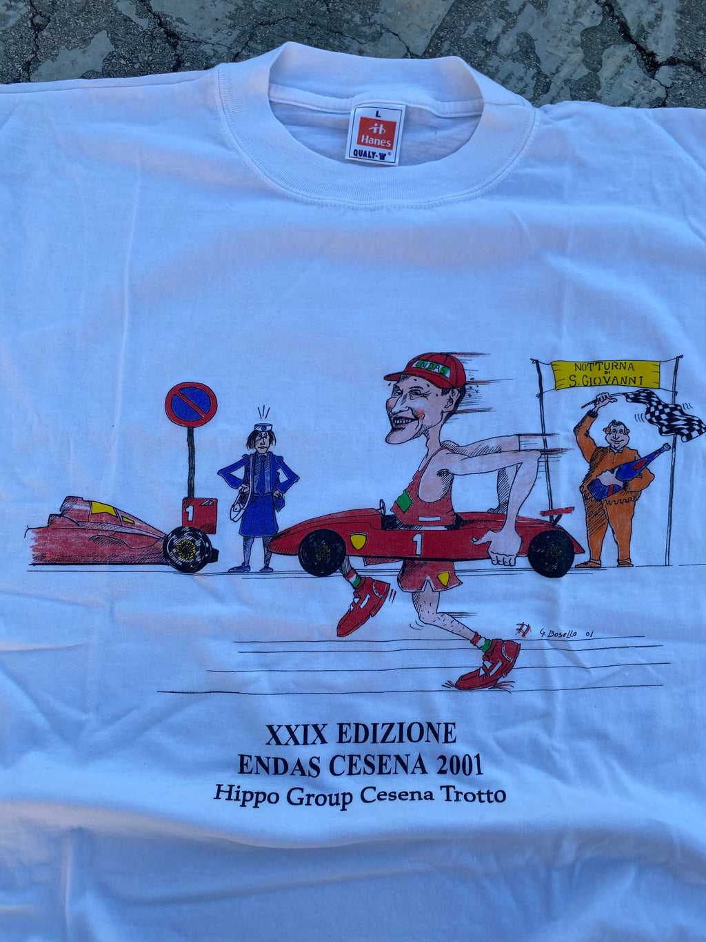 1990’S SINGLE STITCH HANES RACING STORY TEE (L)