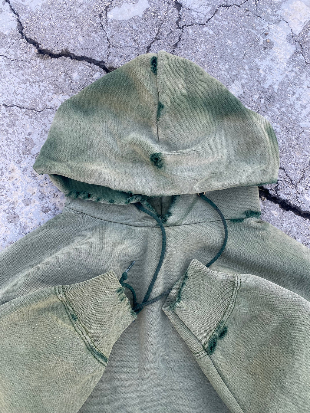 2000’S SUN FADE GREEN BLANK HOODIE (XS-S)