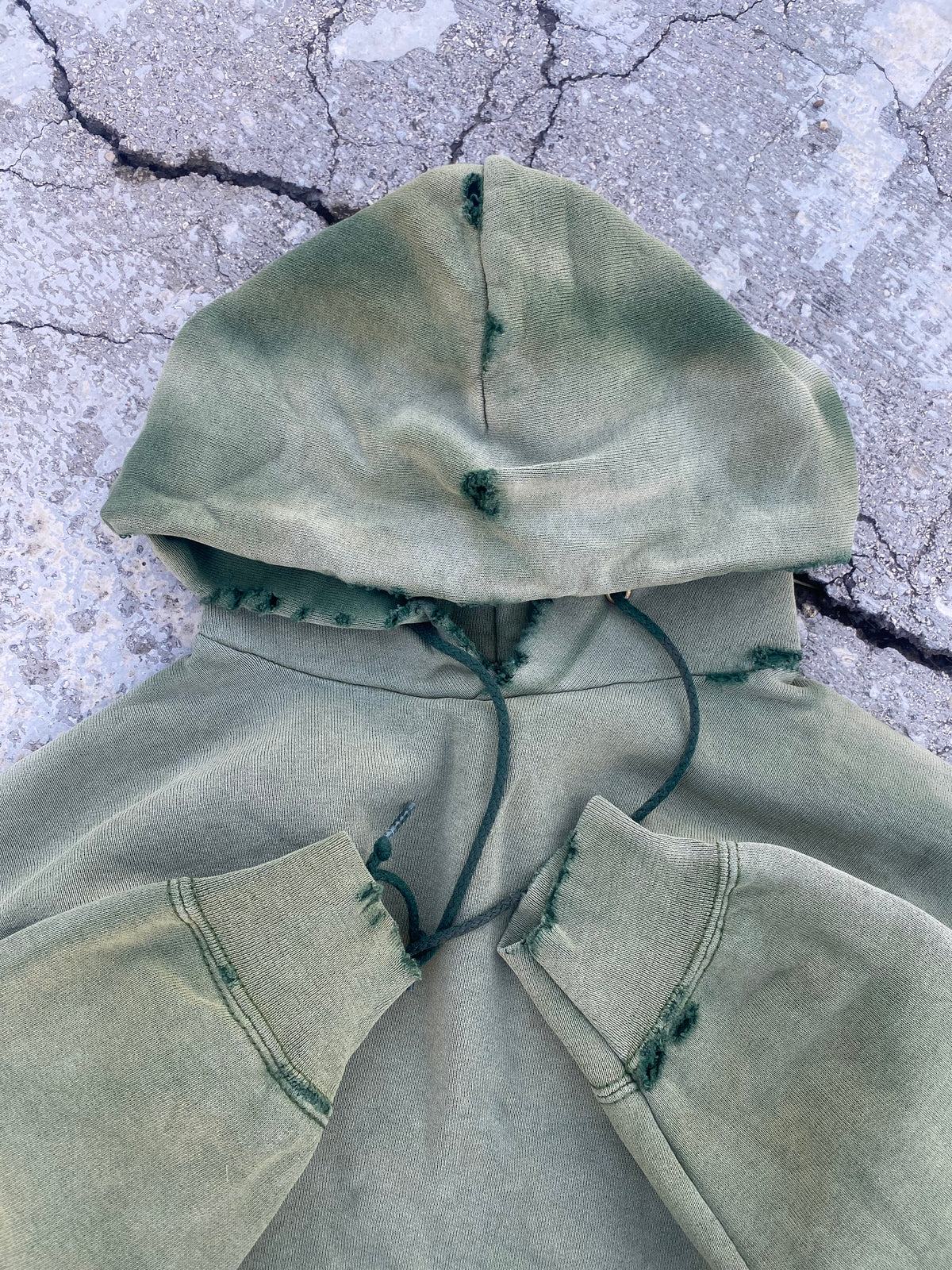 2000’S SUN FADE GREEN BLANK HOODIE (XS-S)