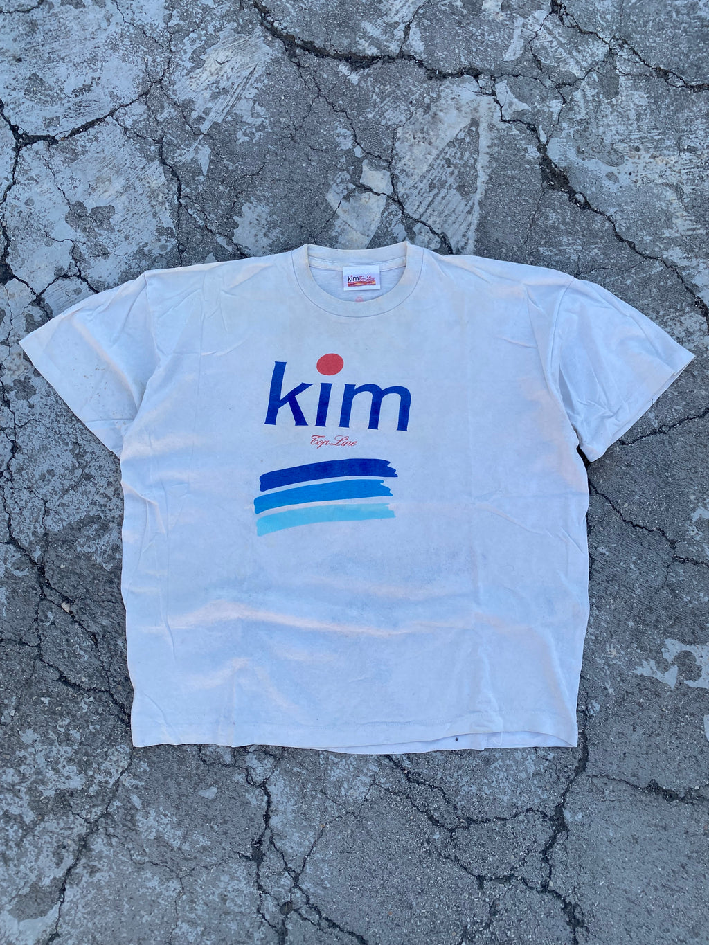 1990’S SINGLE STITCH KIM CIGARETTE DIRTY WHITE TEE (XL)
