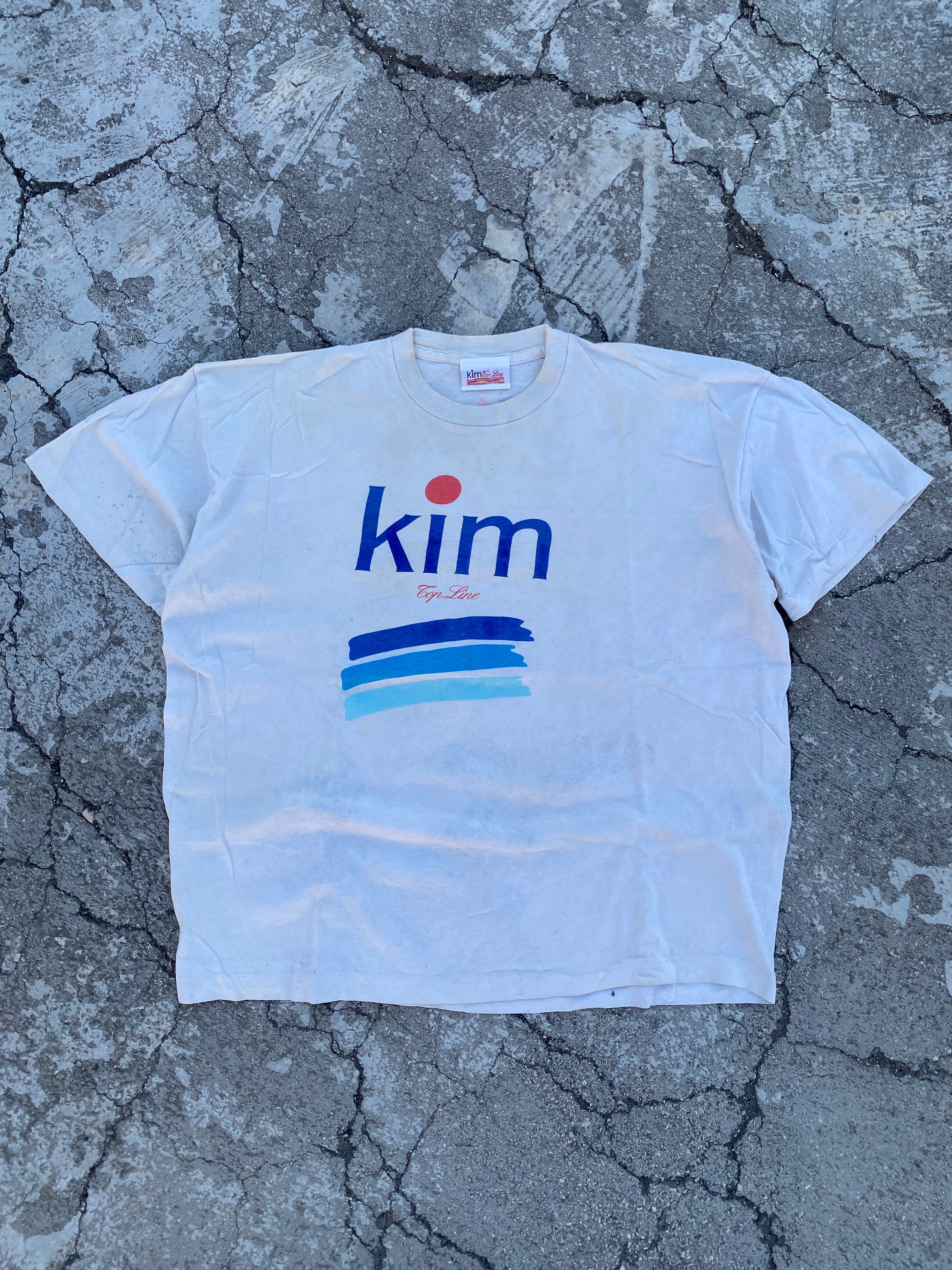 1990’S SINGLE STITCH KIM CIGARETTE DIRTY WHITE TEE (XL)