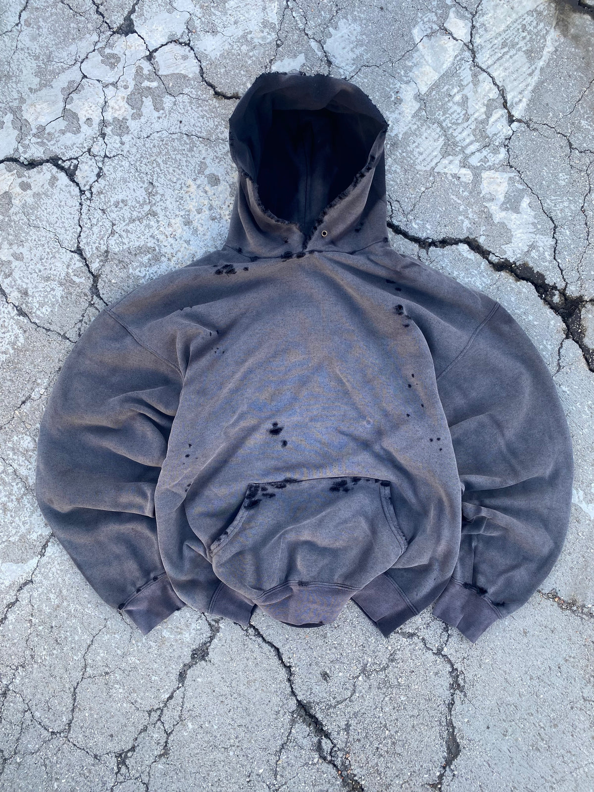 2000’S SUN FADE BLACK BLANK HOODIE (XL)