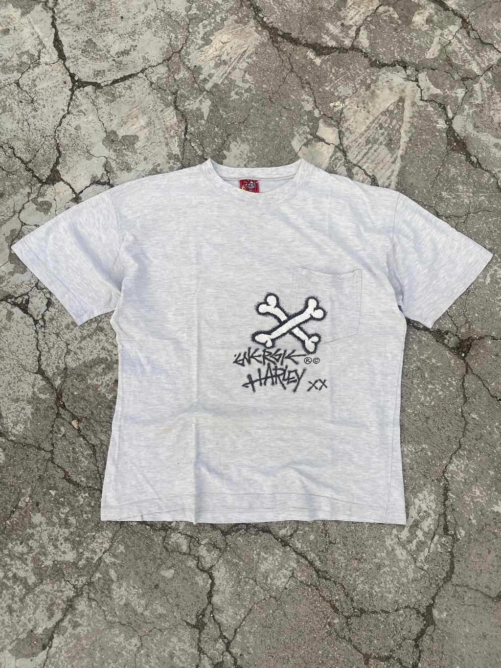 1990’S ENERGIE HARLEY SKULL POCKET TEE (M-L)