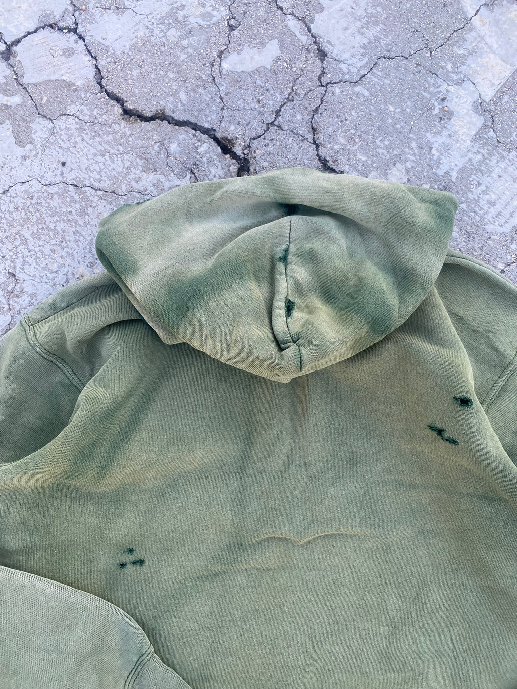 2000’S SUN FADE GREEN BLANK HOODIE (XS-S)