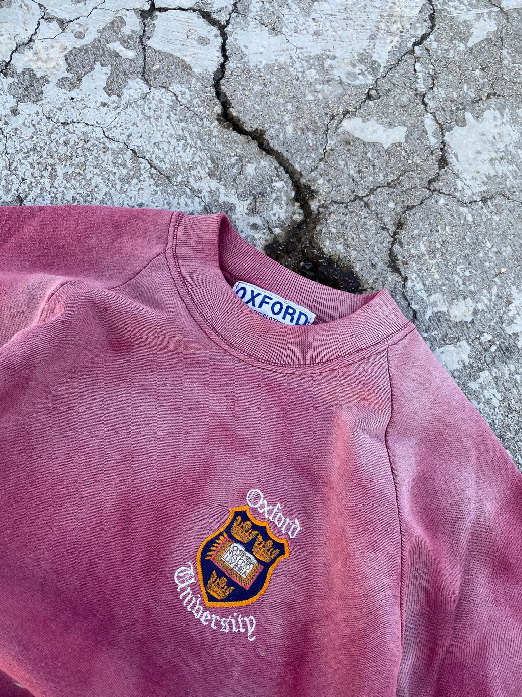 1990’S SUN FADE OXFORD RAGLAN CREWNECK (S)