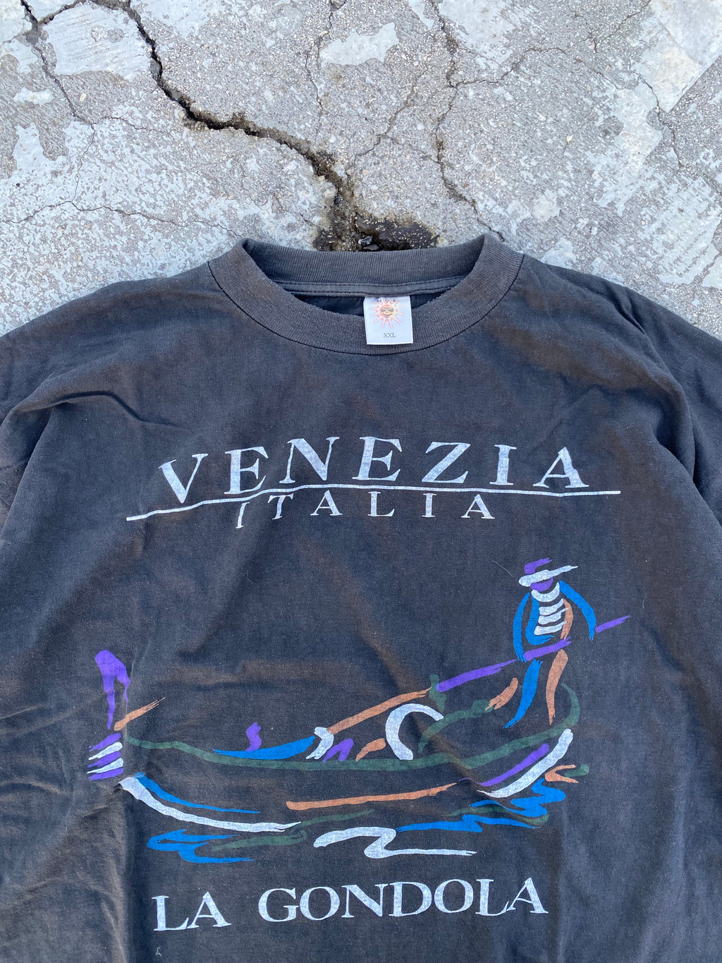 1990’S SOUVENIR VENEZIA “LA GONDOLA” FADED SINGLE STITCH TEE (XXL)