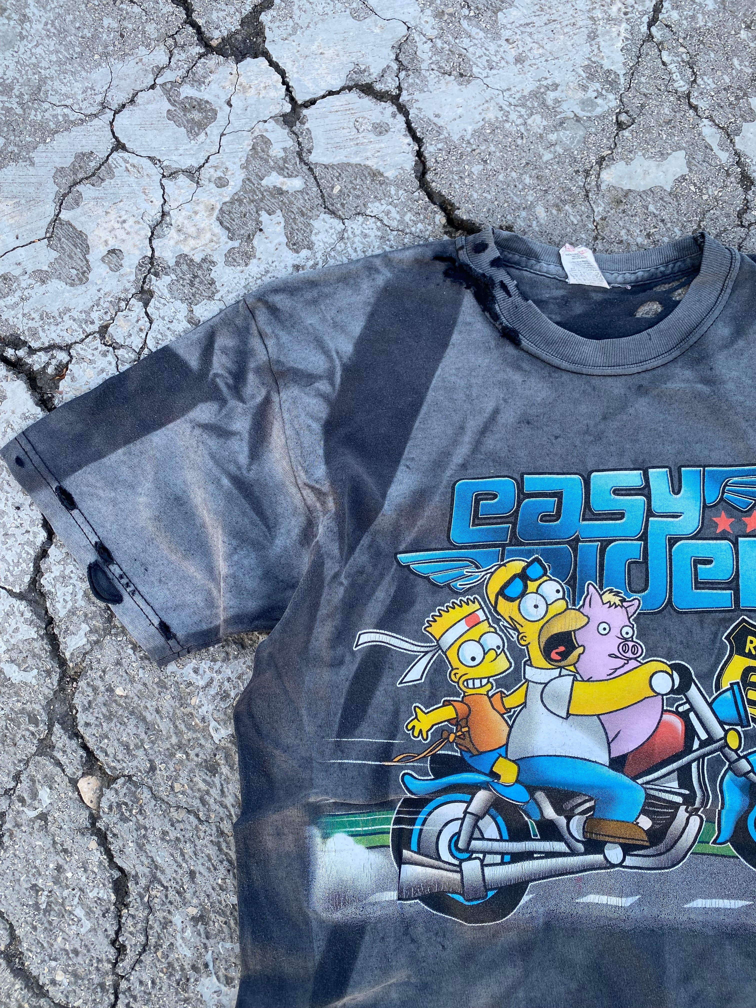 2000’S SUN FADED-DESTROYED BLACK EASY RIDER TEE (S)