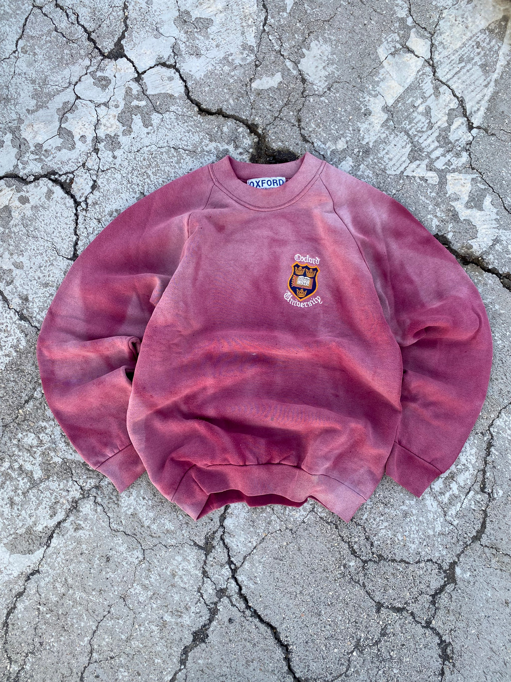 1990’S SUN FADE OXFORD RAGLAN CREWNECK (S)