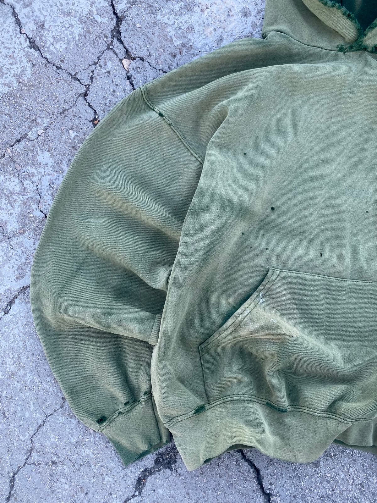 2000’S SUN FADE BLANK GREEN HOODIE (M)