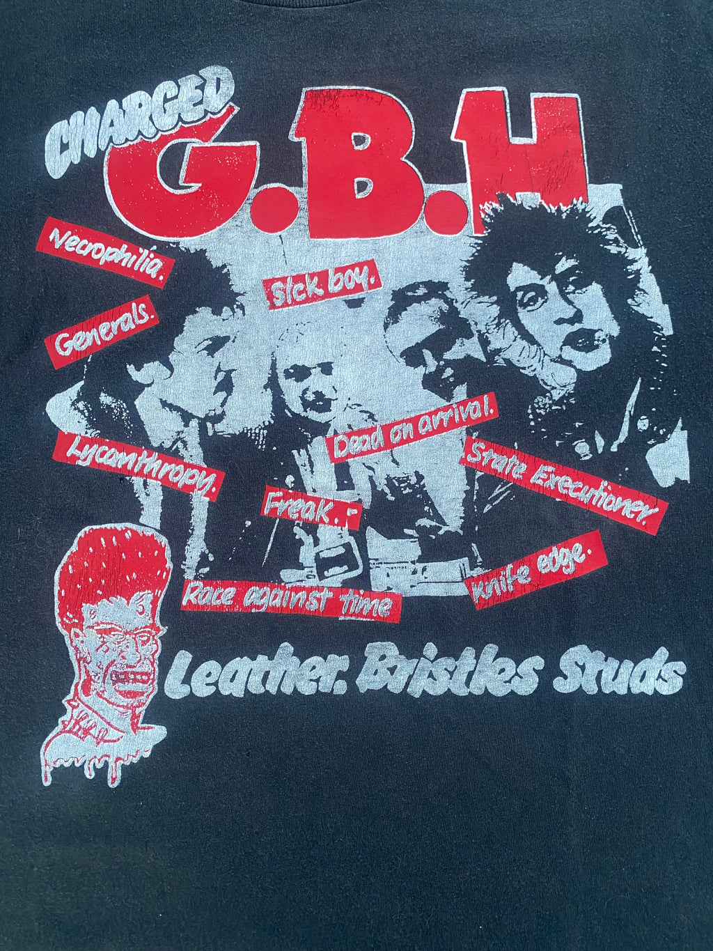 1980’S SINGLE STITCH “CHARGED GBH” FADED PUNK TEE (XL)