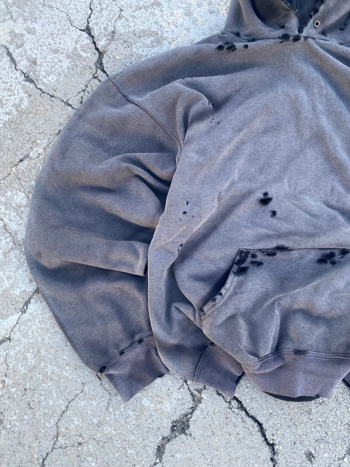 2000’S SUN FADE BLACK BLANK HOODIE (XL)