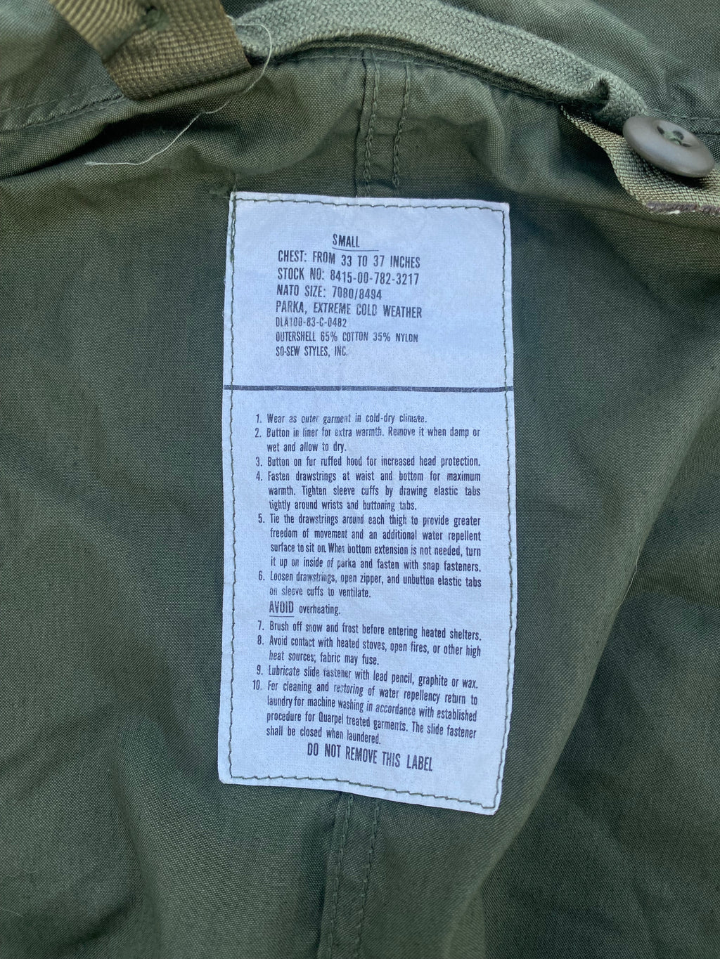 1980’S M65 FISHTAIL ARMY EXTREME COLD PARKA (S)