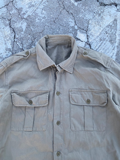 1950’S TWILL COTTON ARMY SHIRT KHAKI (S/M)