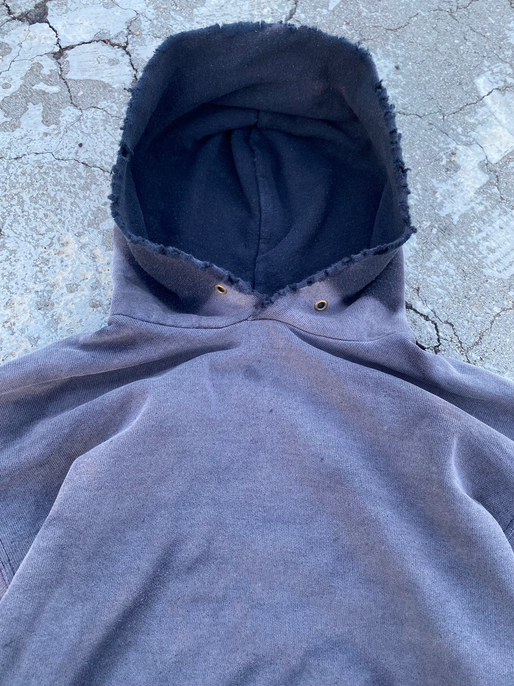 2000’S SUN FADE BLACK BLANK HOODIE (S)