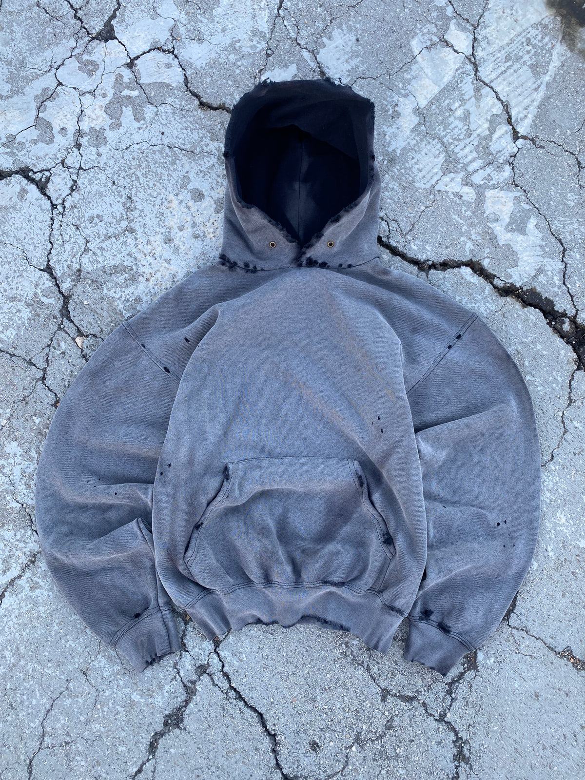 2000’ SUN FADE BLACK BLANK HOODIE
