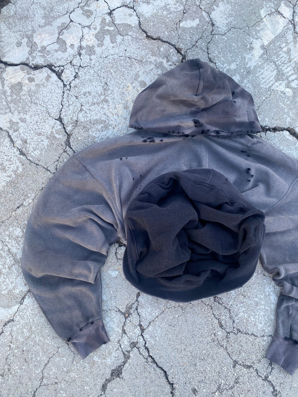 2000’S SUN FADE BLACK BLANK HOODIE (XL)