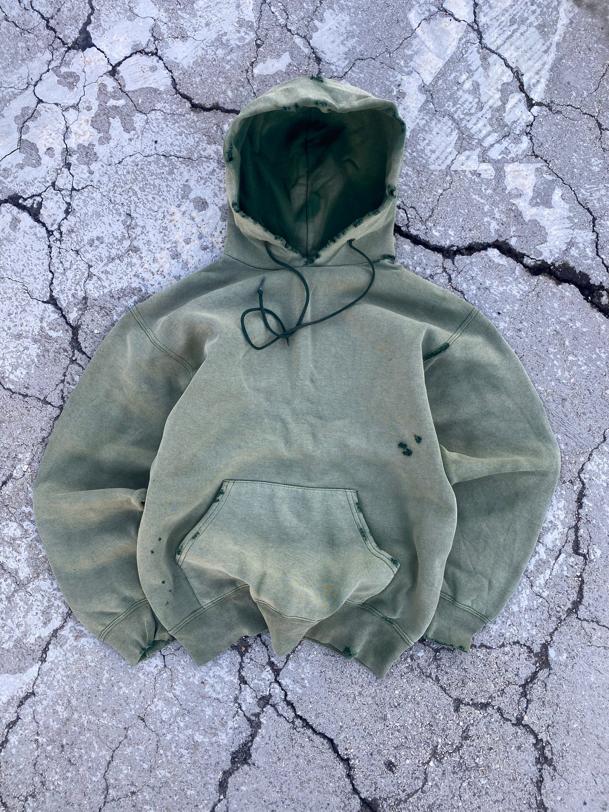 2000’S SUN FADE GREEN BLANK HOODIE (XS-S)