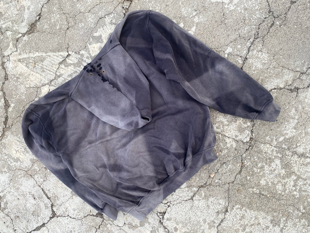 2000'S SUN FADE DESTROYED BLANK HOODIE (L)
