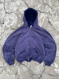 2000'S SUN FADE RUSSELL ATHLETIC BLANK DISTRESSED ZIP UP HOODIE (L)