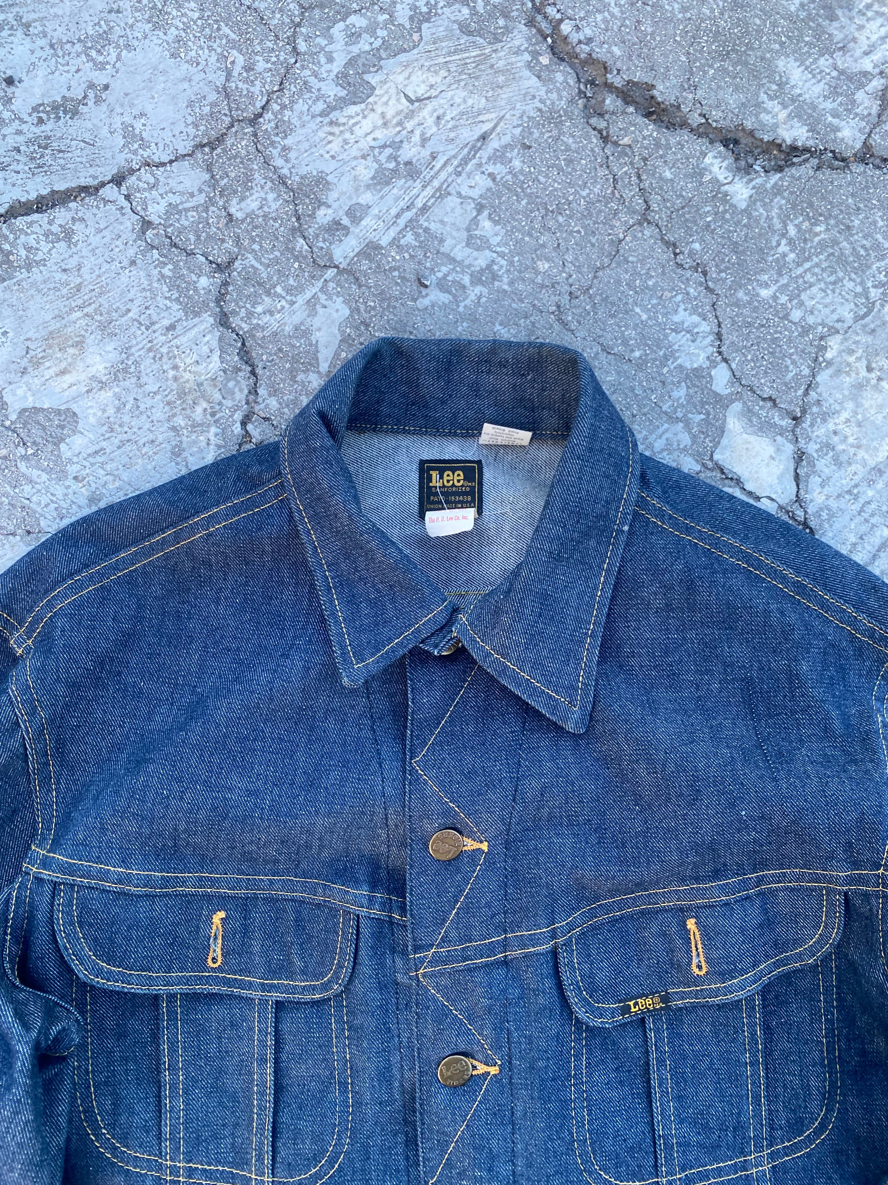 1970'S LEE 220-0041 UNION MADE USA RAW DENIM JACKET (42) (Copia)