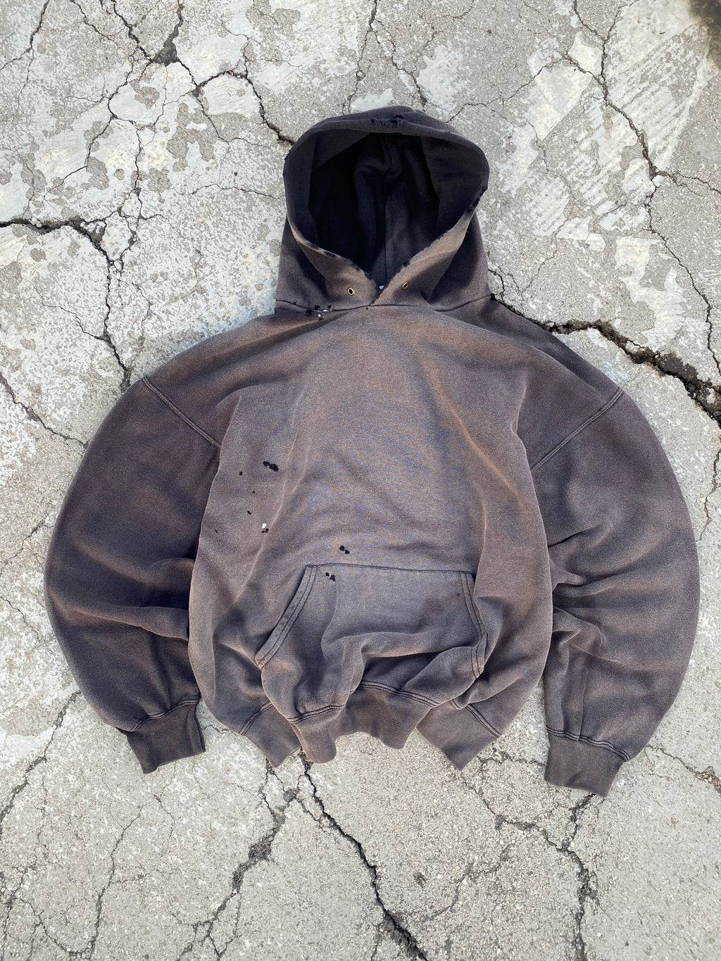 2000'S SUN FADE DESTROYED BLANK HOODIE (L)