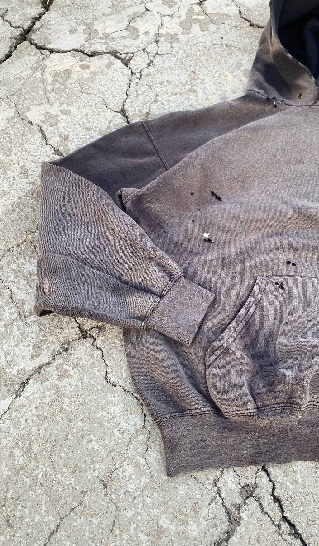 2000'S SUN FADE DESTROYED BLANK HOODIE (L)