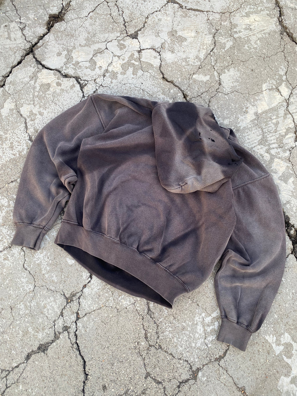 2000'S SUN FADE DESTROYED BLANK HOODIE (L)