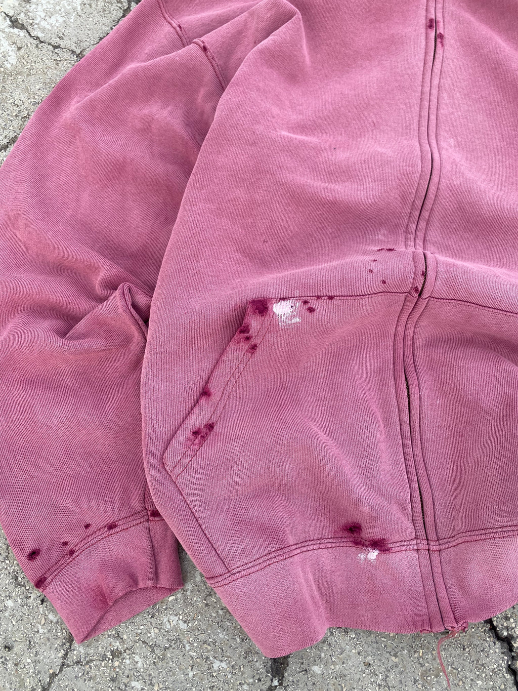 2000'S SUN FADE ZIP UP RED HOODIE (XXL)