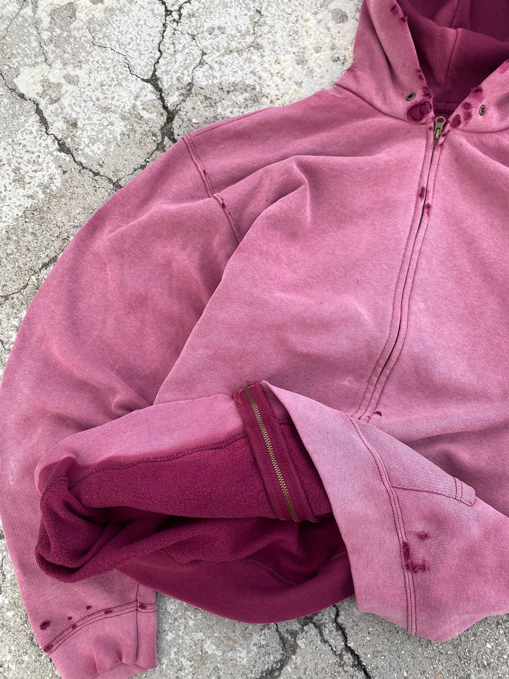2000'S SUN FADE ZIP UP RED HOODIE (XXL)